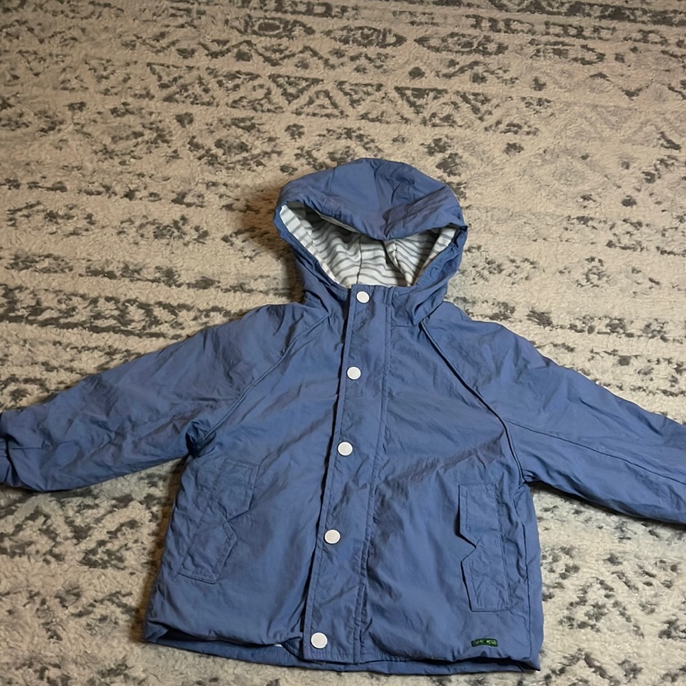 Zara Blue Hooded Kids Raincoat with Striped Hood Lining